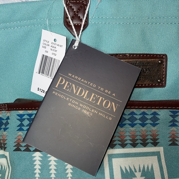 Pendleton Aqua Harding Travel Bag Tribal Boho Western Print Shopper Tote NWT - Picture 12 of 13
